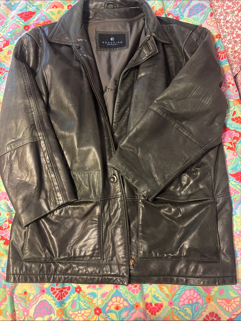 Kenneth Cole Reaction Men's Black Leather Jacket